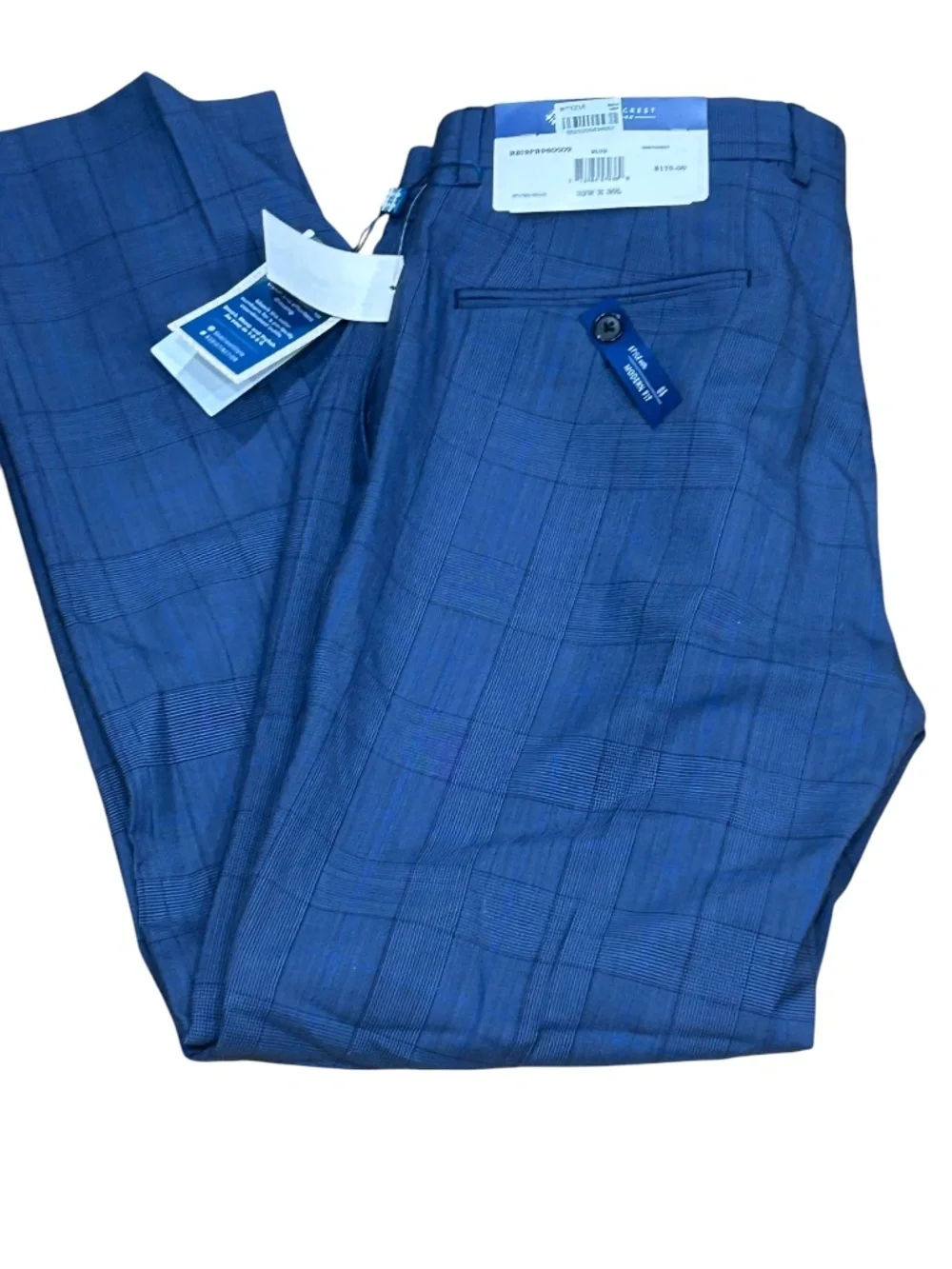 NWT Ryan Seacrest Modern Fit Slacks Plaid pants in blue size 32x32 32 x 30